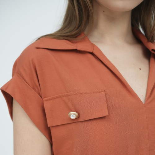 SIXDO G-Ochre Woven Flared Dress for Women